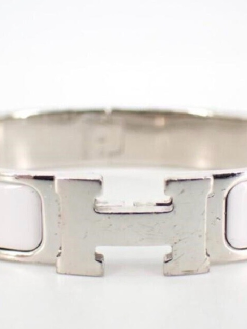 Hermes Silver and White H Clic Bracelet